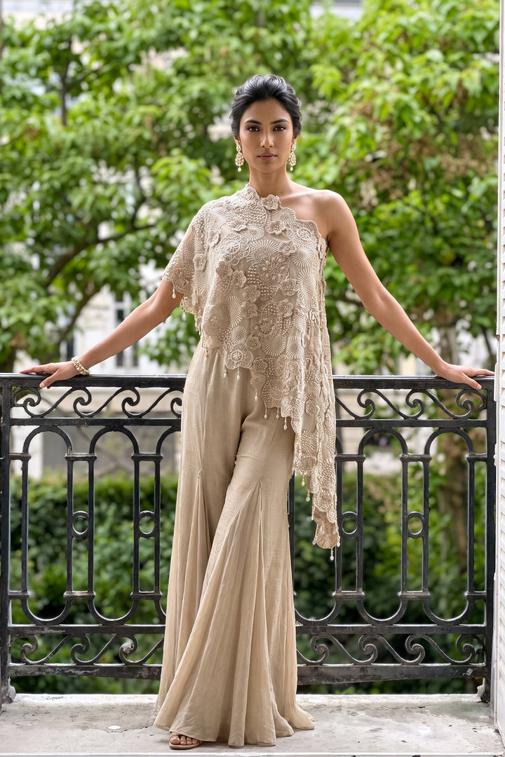 Msi+Ntu Grey 1 Shoulder Top + Sharara (2Pc)