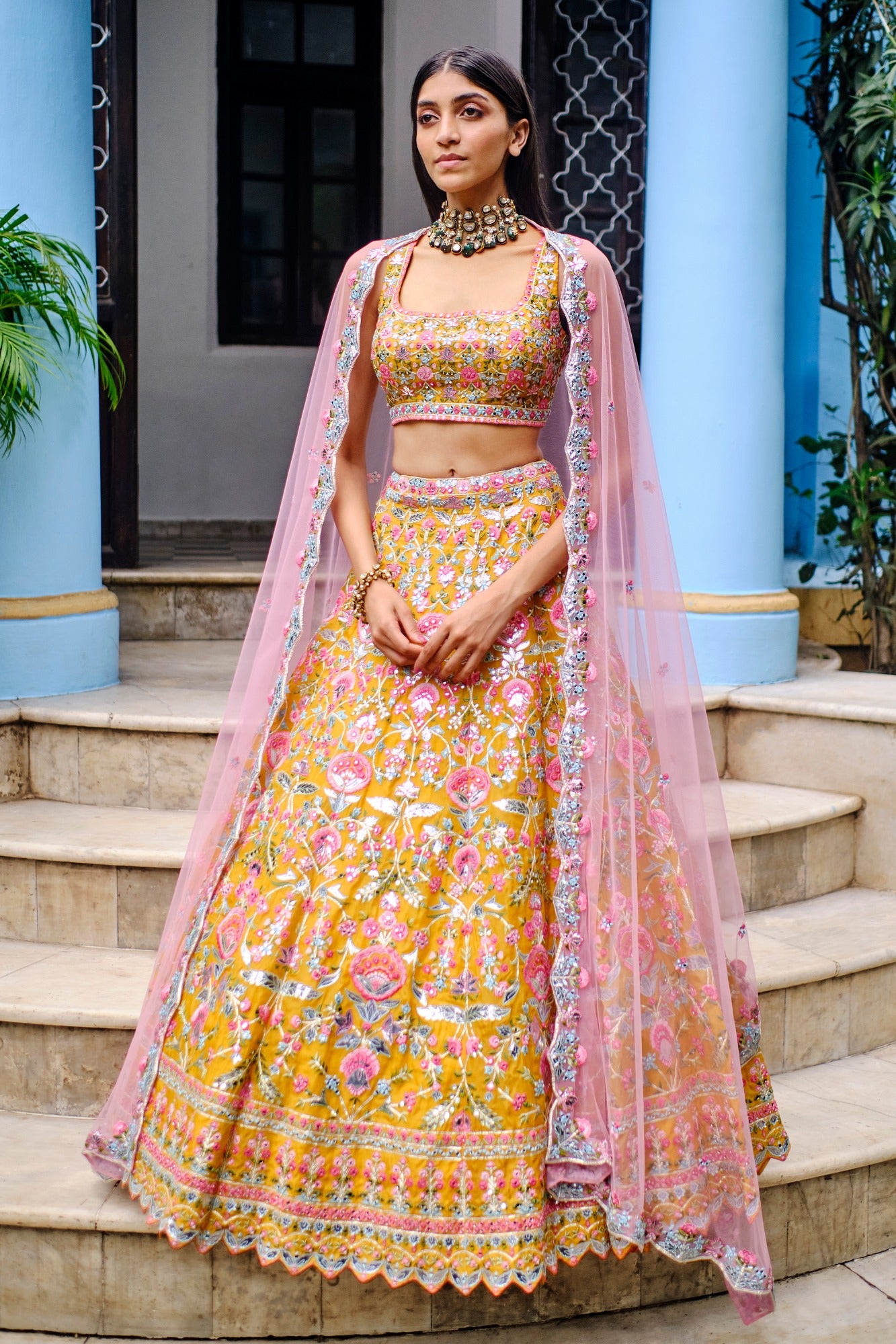 Yellow Floral Lehenga- Ready to Ship